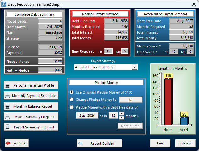 Debt Reduction Screen