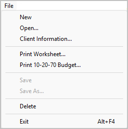 File menu screenshot